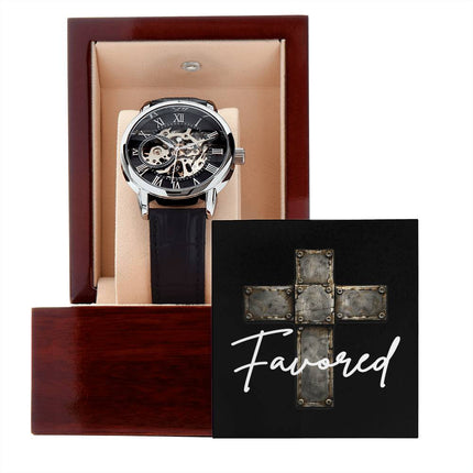 Devoted Cross Men's Openwork Watch – Christian Gift for Men