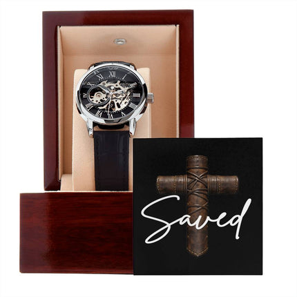 Devoted Cross Men's Openwork Watch – Christian Gift for Men