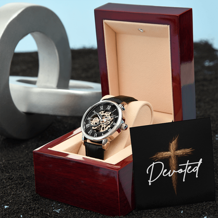 Devoted Cross Men's Openwork Watch – Christian Gift for Men