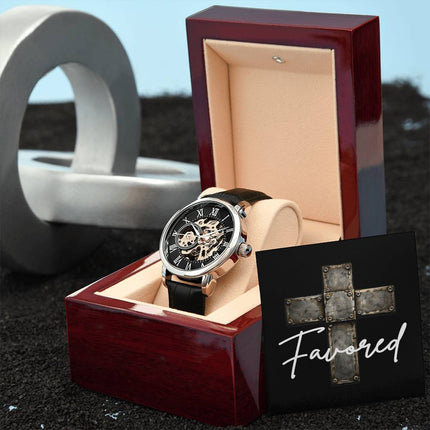 Devoted Cross Men's Openwork Watch – Christian Gift for Men