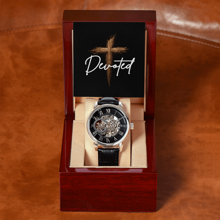 Devoted Cross Men's Openwork Watch – Christian Gift for Men