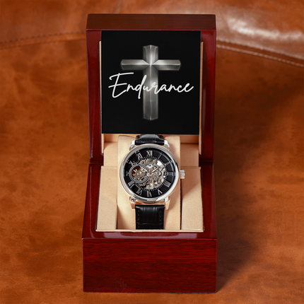 Devoted Cross Men's Openwork Watch – Christian Gift for Men