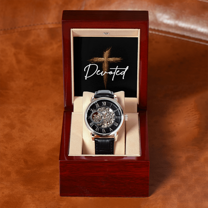 Devoted Cross Men's Openwork Watch – Christian Gift for Men