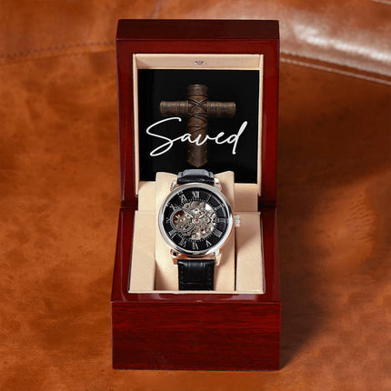 Devoted Cross Men's Openwork Watch – Christian Gift for Men