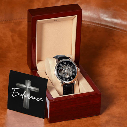 Devoted Cross Men's Openwork Watch – Christian Gift for Men