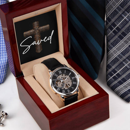 Devoted Cross Men's Openwork Watch – Christian Gift for Men