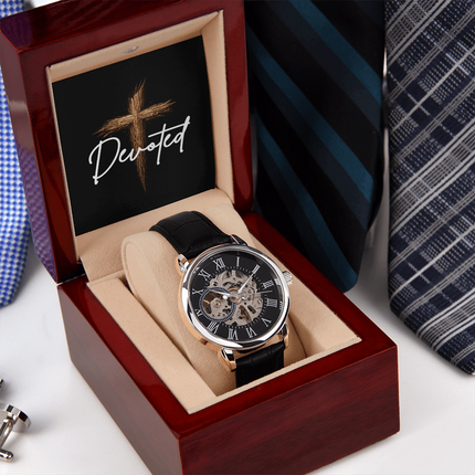 Devoted Cross Men's Openwork Watch – Christian Gift for Men