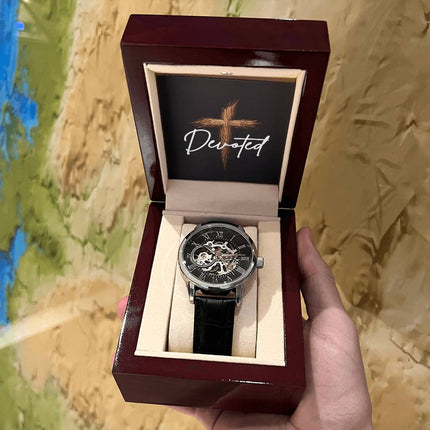 Devoted Cross Men's Openwork Watch – Christian Gift for Men