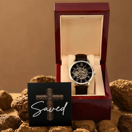 Devoted Cross Men's Openwork Watch – Christian Gift for Men