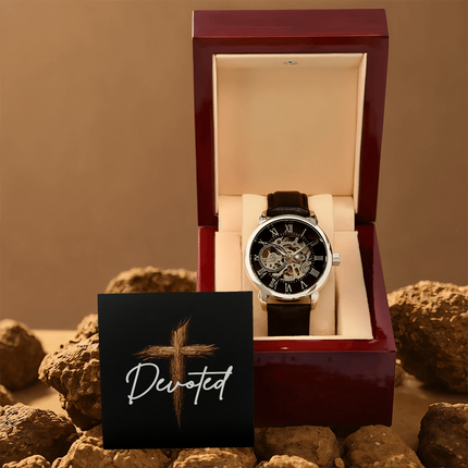 Devoted Cross Men's Openwork Watch – Christian Gift for Men