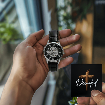 Devoted Cross Men's Openwork Watch – Christian Gift for Men