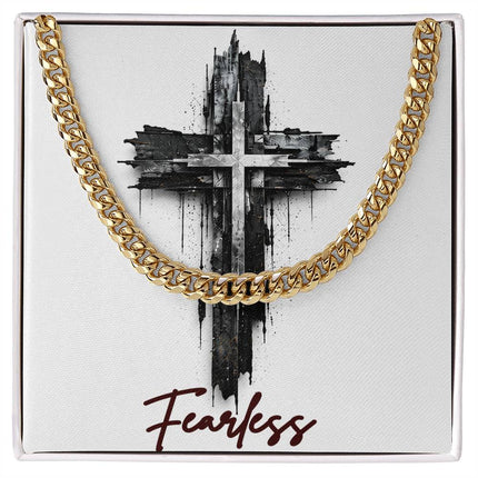 Fearless Cross as a Sign of Ultimate Love | Christian Cuban Link Chain Necklace | His Word