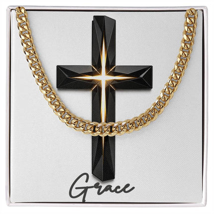 Grace Cross The Inner Light | Christian Cuban Link Chain Necklace | His Word