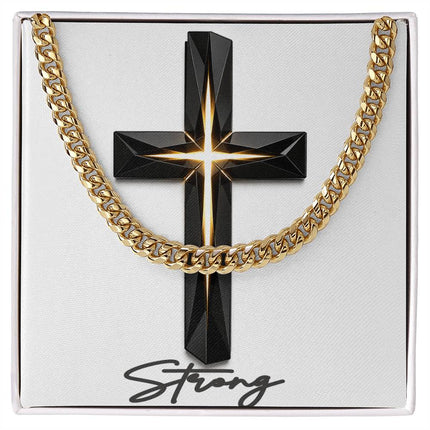 Strong Cross The Inner Light | Christian Cuban Link Chain Necklace | His Word