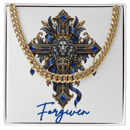 Forgiven Cross Lion | Christian Cuban Link Chain Necklace | His Word