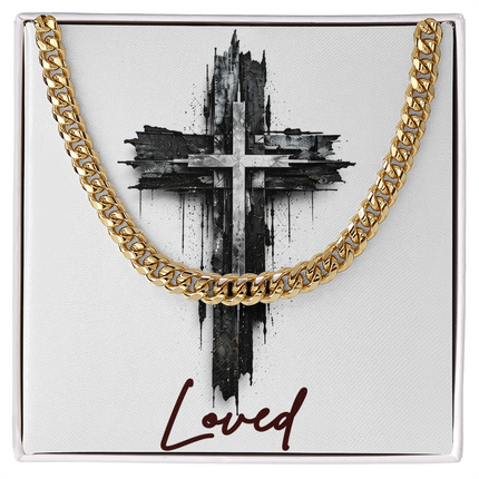 Loved Cross as a Sign of Ultimate Love | Christian Cuban Link Chain Necklace | His Word