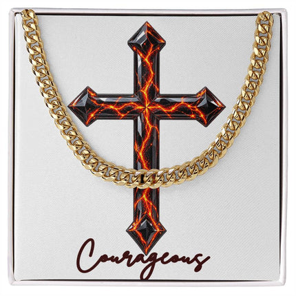 Courageous Cross Victory Over Death | Christian Cuban Link Chain Necklace | His Word