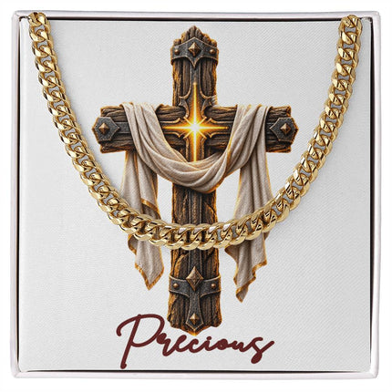 Precious Cross Easter Drape | Christian Cuban Link Chain Necklace | His Word