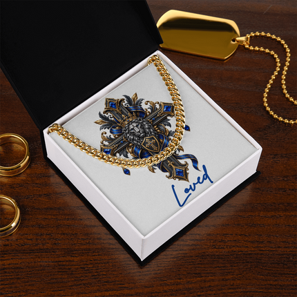 Loved Cross Lion | Christian Cuban Link Chain Necklace | His Word