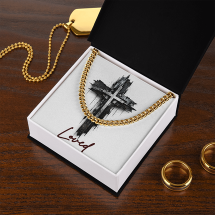 Loved Cross as a Sign of Ultimate Love | Christian Cuban Link Chain Necklace | His Word