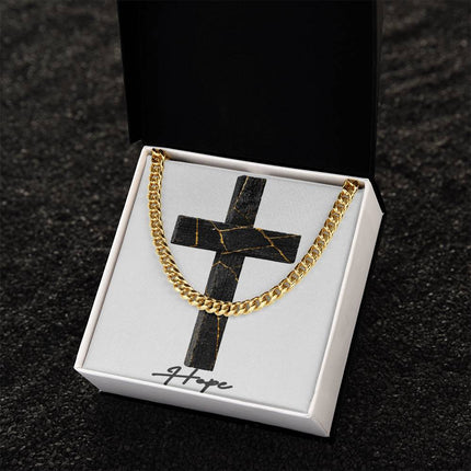 Hope Cross Beauty in Brokenness | Christian Cuban Link Chain Necklace | His Word
