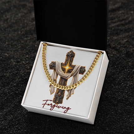 Forgiving Cross Easter Drape | Christian Cuban Link Chain Necklace | His Word