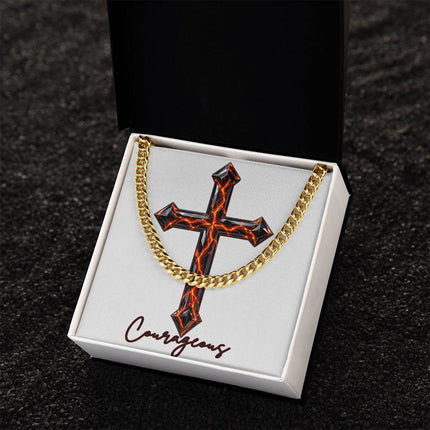 Courageous Cross Victory Over Death | Christian Cuban Link Chain Necklace | His Word