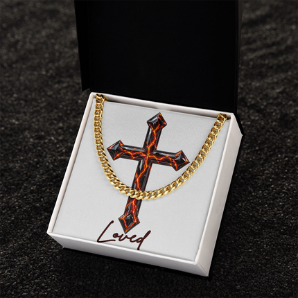 Loved Cross Victory Over Death | Christian Cuban Link Chain Necklace | His Word