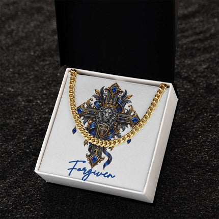Forgiven Cross Lion | Christian Cuban Link Chain Necklace | His Word