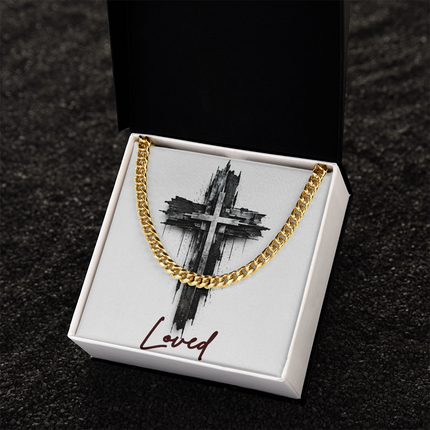 Loved Cross as a Sign of Ultimate Love | Christian Cuban Link Chain Necklace | His Word