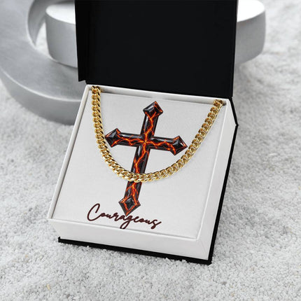 Courageous Cross Victory Over Death | Christian Cuban Link Chain Necklace | His Word