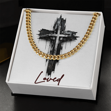 Loved Cross as a Sign of Ultimate Love | Christian Cuban Link Chain Necklace | His Word