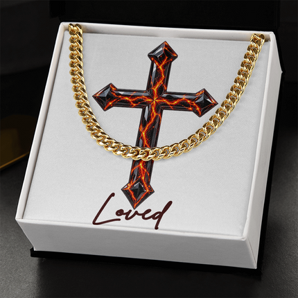 Loved Cross Victory Over Death | Christian Cuban Link Chain Necklace | His Word
