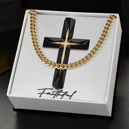Faithful Cross The Inner Light | Christian Cuban Link Chain Necklace | His Word