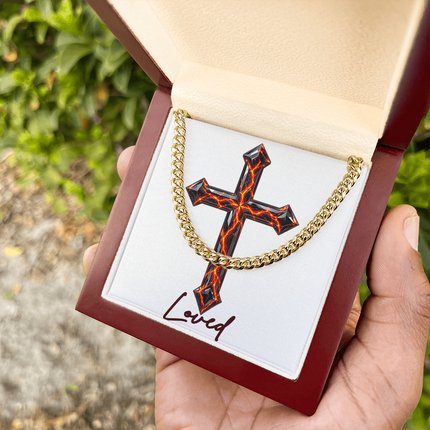 Loved Cross Victory Over Death | Christian Cuban Link Chain Necklace | His Word