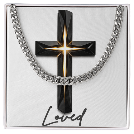 Loved Cross The Inner Light | Christian Cuban Link Chain Necklace | His Word
