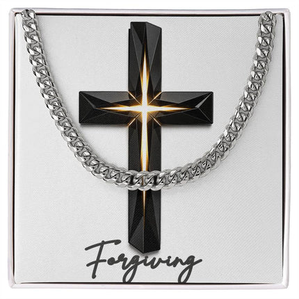 Forgiving Cross The Inner Light | Christian Cuban Link Chain Necklace | His Word