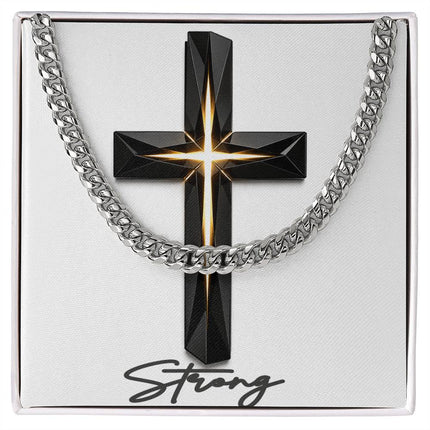 Strong Cross The Inner Light | Christian Cuban Link Chain Necklace | His Word