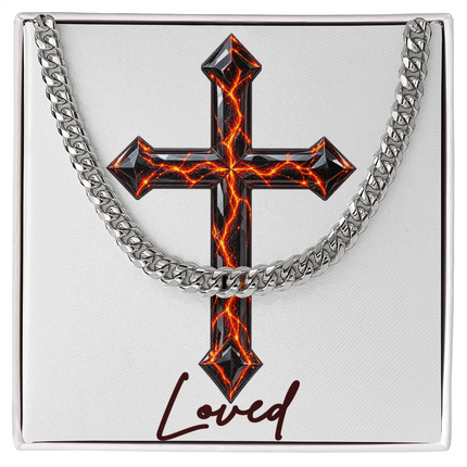 Loved Cross Victory Over Death | Christian Cuban Link Chain Necklace | His Word