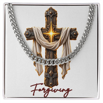 Forgiving Cross Easter Drape | Christian Cuban Link Chain Necklace | His Word