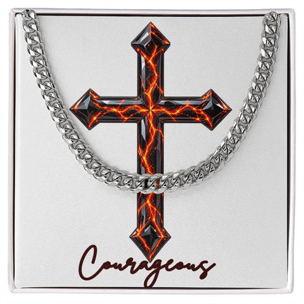 Courageous Cross Victory Over Death | Christian Cuban Link Chain Necklace | His Word