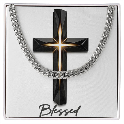 Blessed Cross The Inner Light | Christian Cuban Link Chain Necklace | His Word