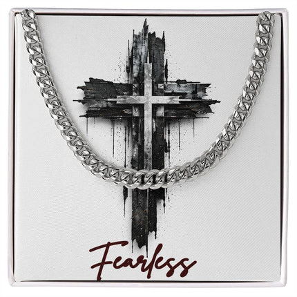 Fearless Cross as a Sign of Ultimate Love | Christian Cuban Link Chain Necklace | His Word
