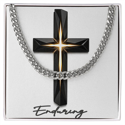 Enduring Cross The Inner Light | Christian Cuban Link Chain Necklace | His Word
