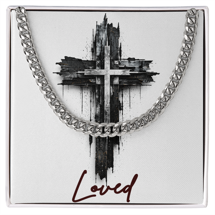 Loved Cross as a Sign of Ultimate Love | Christian Cuban Link Chain Necklace | His Word