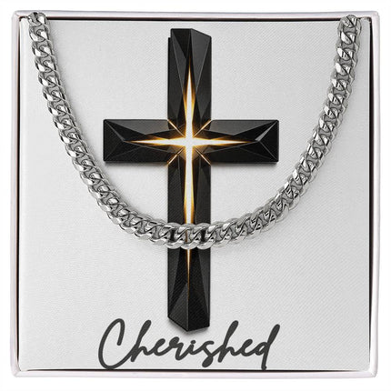 Cherished Cross The Inner Light | Christian Cuban Link Chain Necklace | His Word