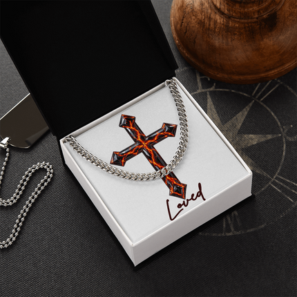 Loved Cross Victory Over Death | Christian Cuban Link Chain Necklace | His Word