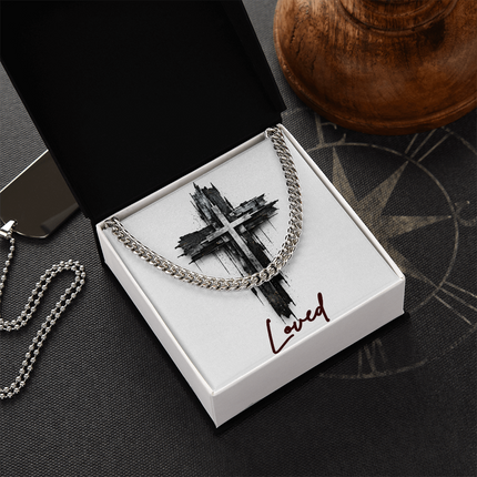 Loved Cross as a Sign of Ultimate Love | Christian Cuban Link Chain Necklace | His Word
