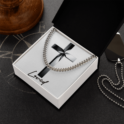 Loved Cross Black Metal | Christian Cuban Link Chain Necklace | His Word