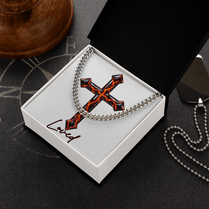 Loved Cross Victory Over Death | Christian Cuban Link Chain Necklace | His Word